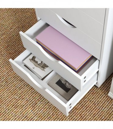 HOMCOM Mobile Vertical Filing Cabinet with 5 Drawers for Home Office, White