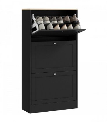 HOMCOM Narrow Shoe Cabinet with 3 Flip Drawers for 18 Pairs of Shoes Black