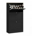 HOMCOM Narrow Shoe Cabinet with 3 Flip Drawers for 18 Pairs of Shoes Black