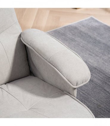 HOMCOM Swivel Recliner Chair with Footstool and Wooden Base, Light Grey