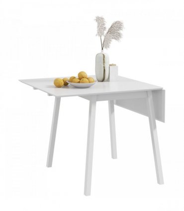 Extendable Kitchen Table for 2-4, Folding Drop Leaf Dining Table, White