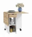 HOMCOM Foldable Dining Table, Drop Leaf Table with Storage for Kitchen, Oak