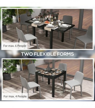 Outsunny Extendable Outdoor Dining Table Patio Table, Clear