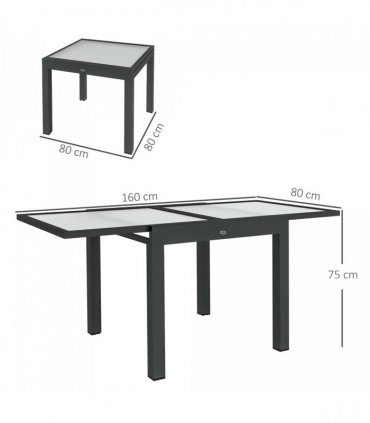 Outsunny Extendable Outdoor Dining Table Patio Table, Clear