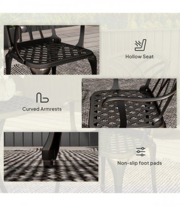 Outsunny 3 PCs Garden Bistro Set Outdoor Garden Furniture Set w/ Umbrella Hole