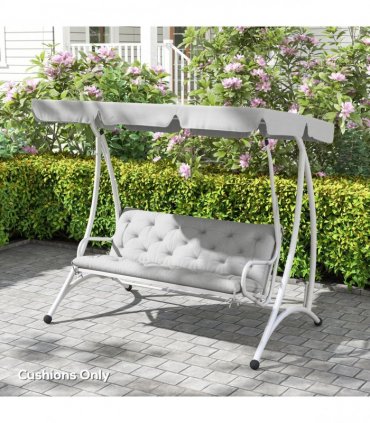 Outsunny 3 Seater Garden Bench Cushion Outdoor Seat Pad w/ Ties Light Grey