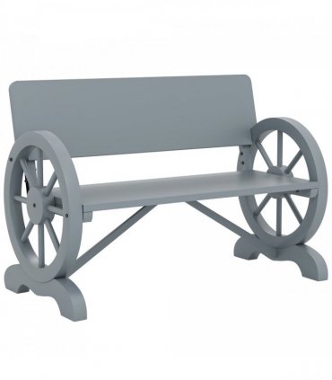 Outsunny Wooden Garden Bench Outdoor Loveseat with High Back, Grey