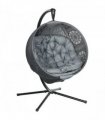 Outsunny Hanging Swing Chair w/ Metal Stand & Side Pocket, Charcoal Grey
