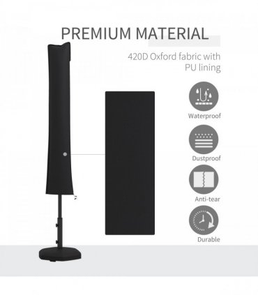 Outsunny Parasol Cover, Patio Cantilever Cover, Banana Umbrella Cover, Black