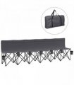 Outsunny 6 Seater Folding Bench Camping Chair with Cup Holder, Charcoal Grey