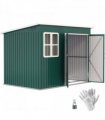 Outsunny 8.5 x 6ft Galvanised Steel Garden Shed with Foundation Kit, Green