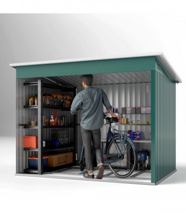 Outsunny 8.5 x 6ft Galvanised Steel Garden Shed with Foundation Kit, Green