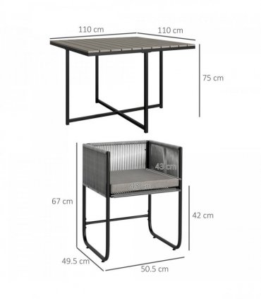 Outsunny Rattan Dining Set, Rattan Cube Dining Sets w/ Space-saving Design