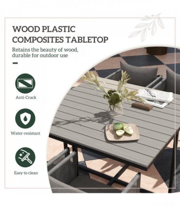 Outsunny Rattan Dining Set, Rattan Cube Dining Sets w/ Space-saving Design