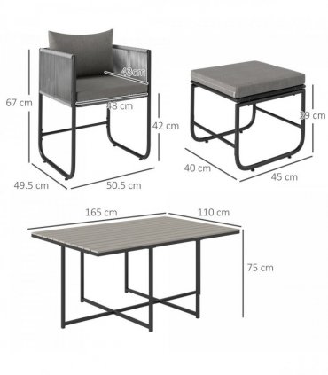 Outsunny Rattan Dining Set, Garden Table & Chair Sets w/ Space-saving Design
