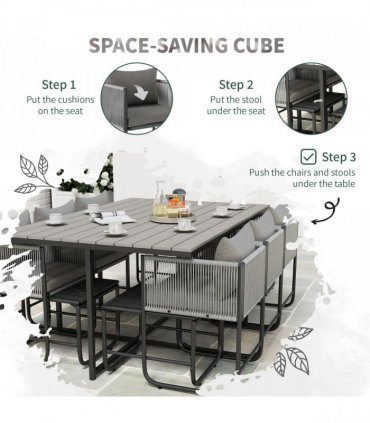 Outsunny Rattan Dining Set, Garden Table & Chair Sets w/ Space-saving Design