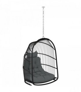 Outsunny Rattan Egg Chair with Installation Kit, Indoor Outdoor Swing Chair
