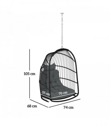 Outsunny Rattan Egg Chair with Installation Kit, Indoor Outdoor Swing Chair