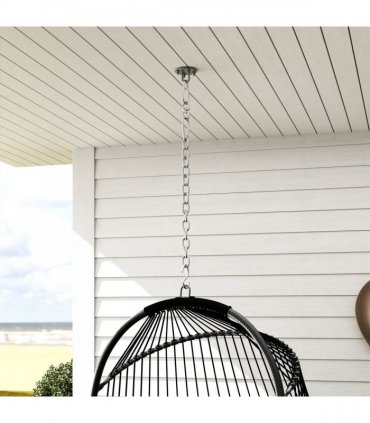 Outsunny Rattan Egg Chair with Installation Kit, Indoor Outdoor Swing Chair