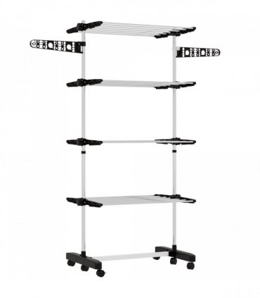 HOMCOM 4-Tier Large Clothes Airer Stainless Steel Clothes Drying Rack Black
