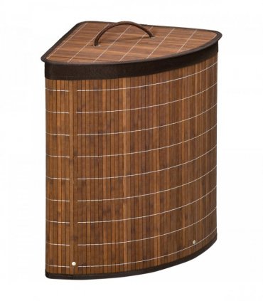 HOMCOM 55L Bamboo Corner Laundry Hamper Bamboo Laundry Basket Brown