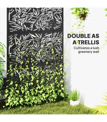 Stylish Black Bamboo Privacy Screen - Outdoor Steel Frame Divider