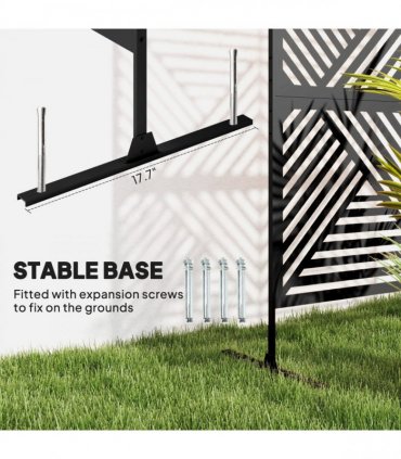 Outsunny Decorative Outdoor Divider Privacy Panel with Stand, Rhombus Black