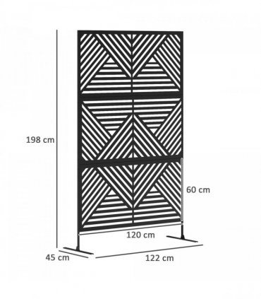 Outsunny Decorative Outdoor Divider Privacy Panel with Stand, Rhombus Black