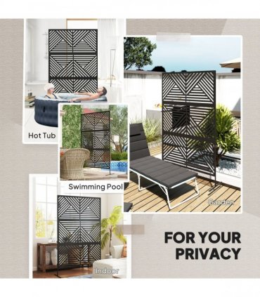 Outsunny Decorative Outdoor Divider Privacy Panel with Stand, Rhombus Black