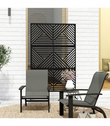 Outsunny Decorative Outdoor Divider Privacy Panel with Stand, Rhombus Black
