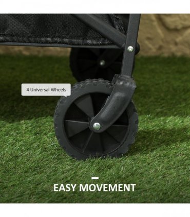 Outsunny 62L Festival Trolley, 120kg Heavy Duty Folding Trolley Cart, Black