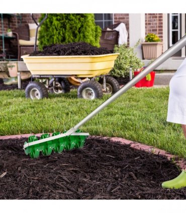Outsunny Grass Spike Roller, Soil Aerator w/ 3 Piece Handle and T-bar Grip