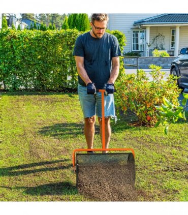 Outsunny Compost Spreader, 24" Garden Spreader w/ Height Adjustable Handle