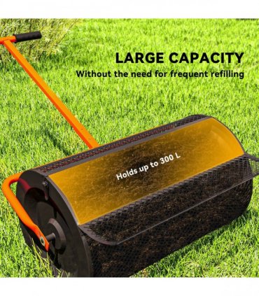 Outsunny Compost Spreader, 24" Garden Spreader w/ Height Adjustable Handle