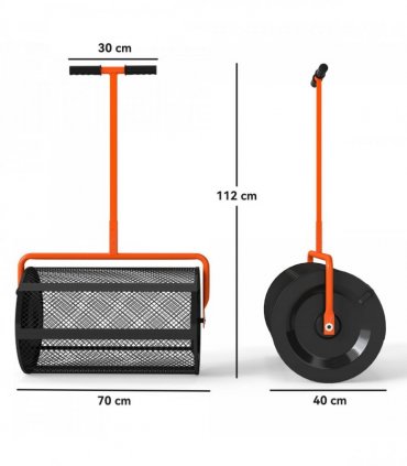 Outsunny Compost Spreader, 24" Garden Spreader w/ Height Adjustable Handle