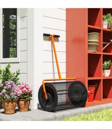 Outsunny Compost Spreader, 24" Garden Spreader w/ Height Adjustable Handle