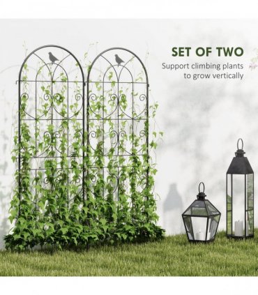 Outsunny Set of 2 Metal Garden Trellis, Outdoor Trellis Panels, 150 x 50cm