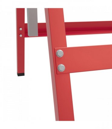 HOMCOM Set Of 2 Steel Saw Horses Telescopic Builders Work Bench Folding Red