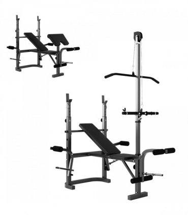 SPORTNOW Multi-Exercise Incline or Flat Weight Bench with Bench Press Rack