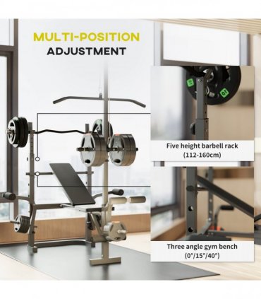 SPORTNOW Multi-Exercise Incline or Flat Weight Bench with Bench Press Rack