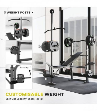 SPORTNOW Multi-Exercise Incline or Flat Weight Bench with Bench Press Rack
