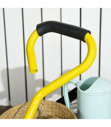 Garden Trolley Cart with Pneumatic Wheels and Rotating Handle, Yellow