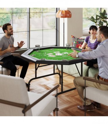 SPORTNOW 8 Player Foldable Poker Table with Cup Holders, Green