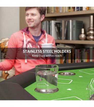 SPORTNOW 8 Player Foldable Poker Table with Cup Holders, Green