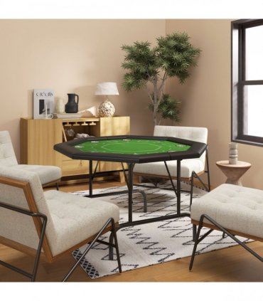 SPORTNOW 8 Player Foldable Poker Table with Cup Holders, Green