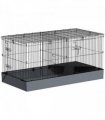 PawHut Guinea Pig Cage, 2 in 1 Rabbit Cage Pet Playpen for Hedgehogs, Black