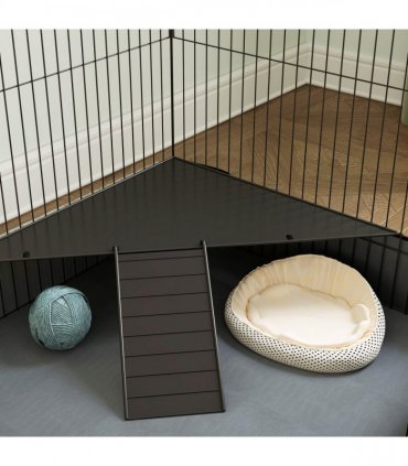 PawHut Guinea Pig Cage, 2 in 1 Rabbit Cage Pet Playpen for Hedgehogs, Black