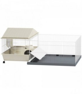 PawHut Small Animal Cage, Guinea Pig Cage with Removable Pet Playpen, Beige