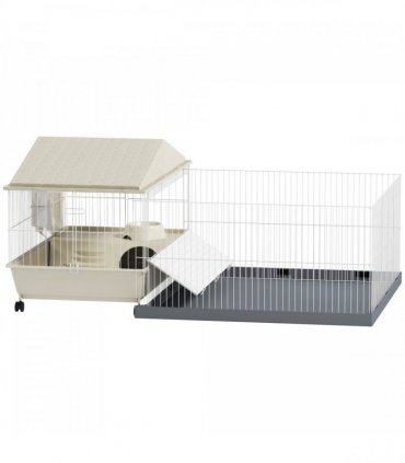 PawHut Small Animal Cage, Guinea Pig Cage with Removable Pet Playpen, Beige