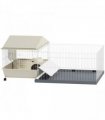 PawHut Small Animal Cage, Guinea Pig Cage with Removable Pet Playpen, Beige